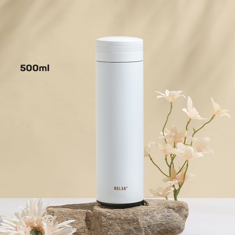 Bình giữ nhiệt thép không gỉ 304, thân nhựa PP 500ml (6.5 x 6.5 x 23 cm)