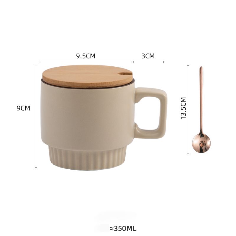 Cốc sứ kèm nắp gỗ và thìa 250ml