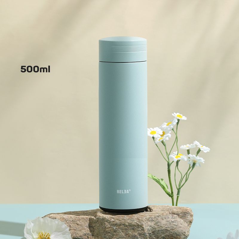 Bình giữ nhiệt thép không gỉ 304, thân nhựa PP 500ml (6.5 x 6.5 x 23 cm)