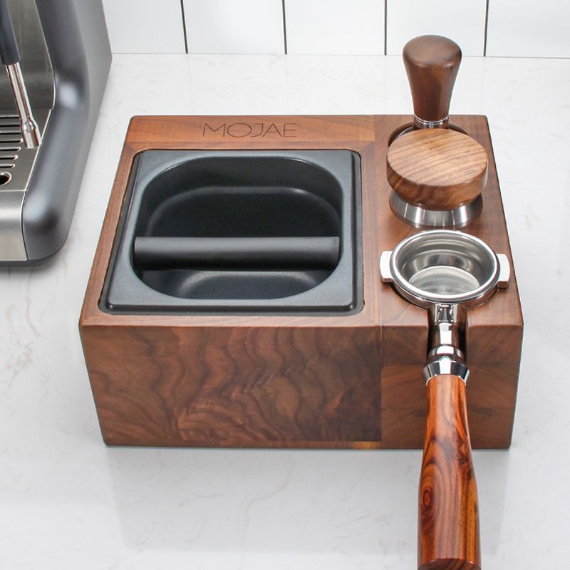 Đập bã giá đỡ tay cầm pha cà phê espresso bằng gỗ Đen - nâu